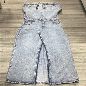 Fashion Nova Light Blue Denim Overall Dress